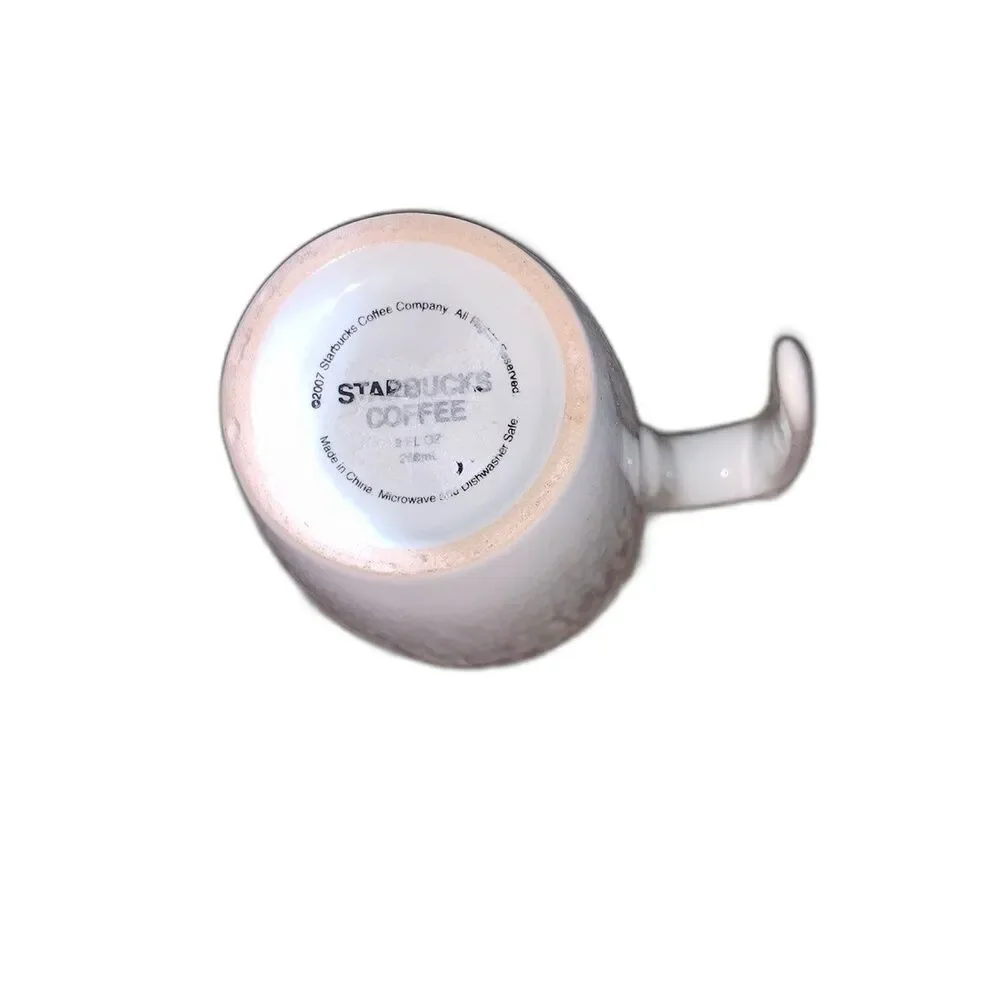 Starbucks 2007 9 oz White Coffee Mug Open Handle Siren Mermaid Logo